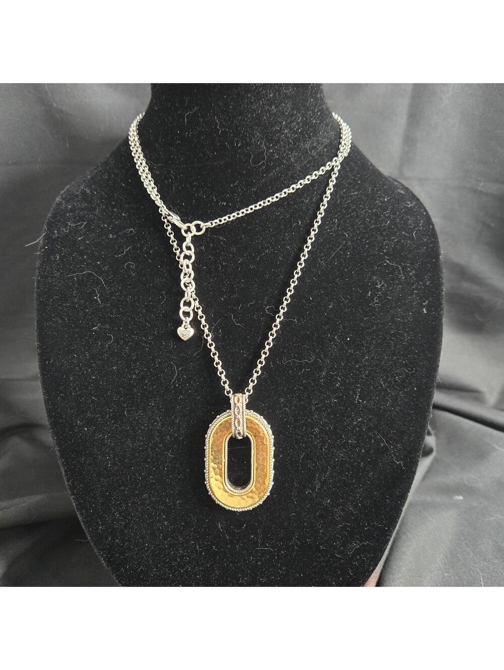 Brighton Desert Dusk Reversible Two Tone Necklace Hammered Gold Silver Long Boho
